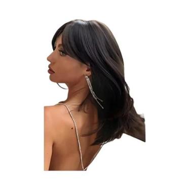 Imagem de Peruca Sintética Curta Lisa Loira Com Franja Em Camadas Natural Para U