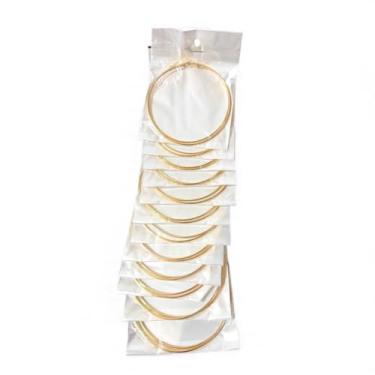 Imagem de Kit 6 Argolas Douradas Grandes brinco Bijuteria elegante 8cm