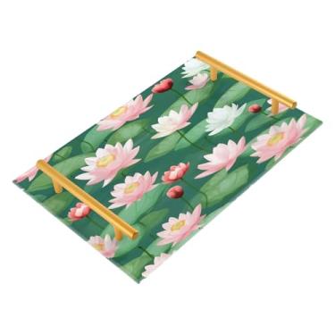 Imagem de Wassud Bandeja de banheiro Lotus com alças organizador de perfume de acrílico para banheiro, quarto, cozinha, balcão 30 x 20 cm