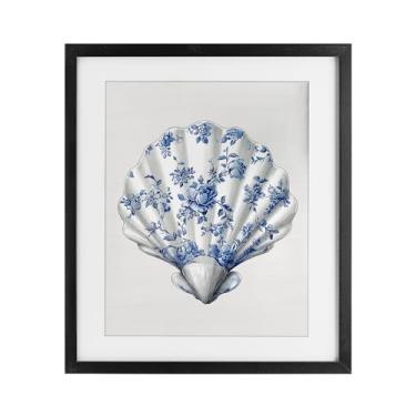 Imagem de Stupell Industries Impressão emoldurada Funky Toile Seashell Black Under Glass, design por Lettered and Lined, 40,6 x 33,5 cm