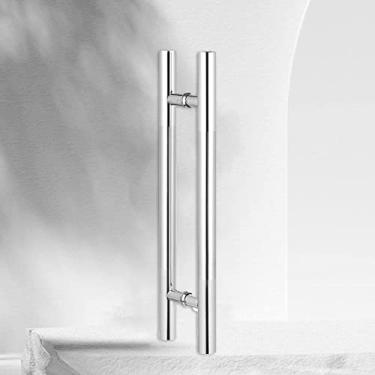 Imagem de Maçaneta de porta moderna em forma de H para uso interno e externo, maçanetas de porta de banheiro de lojas de armário de aço inoxidável (prata 80 cm/31,5) (prata 2 60 cm/23,6)