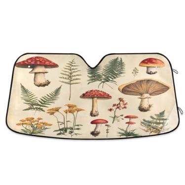 Imagem de Burbuja Para-brisa dianteiro, planta de botânica retrô, viseira dobrável para carro, bloco de raios UC e calor, mantenha seu veículo fresco para caminhões SUV, 144,8 x 80 cm