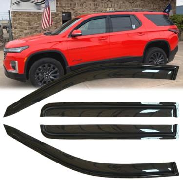 Imagem de 4 peças originais à prova de chuva defletores de vento de janela lateral à prova de chuva para Chevrolet Traverset 2018-2023, protetores de chuva, viseiras de janela bonitas para carros, defletor de