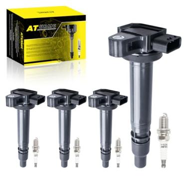 Imagem de ATURMC Conjunto de 4 bobinas de ignição UF323 52-1690 IC453 90919-02237 e velas de ignição de irídio compatíveis com Toyota 2000 2001 2002 2003 2004 Tacoma 1999 2000 4Runner 2.4L 2.4L 7L L4