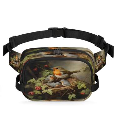 Imagem de Pochete retrô animal pássaro flor para mulheres e homens com alça ajustável bolsa de cinto bolsa transversal bolsa de peito bolsas de bumbum bolsa tiracolo, Cor 1