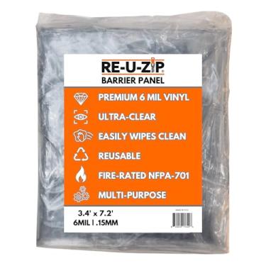 Imagem de RE-U-ZIP Kit de painel de barreira contra poeira de gancho e laço ultratransparente | Lona de contenção de plástico de vinil FR | Corte sob medida personalizável para serviço pesado (barreira padrão