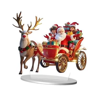 Imagem de Fenteer Decoração de mesa natalina em acrílico plano 2D, enfeite de Natal, placa decorativa com suporte, decoração de mesa festiva para ambientes internos.