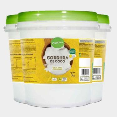 Imagem de Kit 3 Gordura de Coco Balde 3Kg Qualicôco