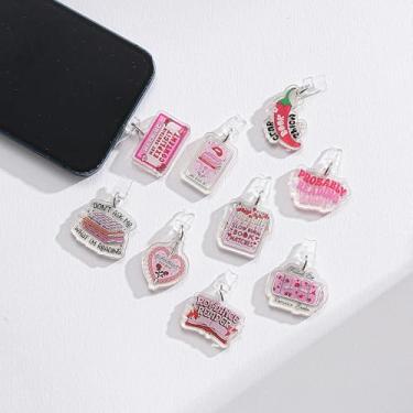 Imagem de LHOMS 9 peças de berloques de plugue de poeira para iPhone 11 12 13 14 bonito protetor de poeira para AirPods Book Lover Theme Charms Presente para todos os dispositivos Lightning Port (Estilo-4)