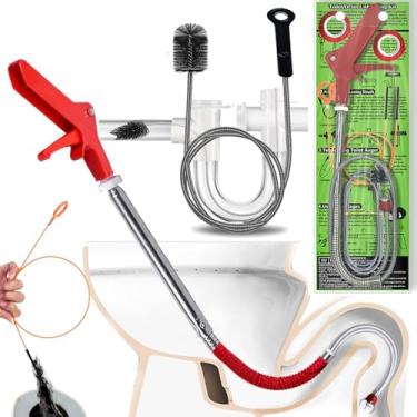 Imagem de Aozzy Desbloqueador de vaso sanitário e cobra de drenagem, êmbolo de vaso sanitário com garra flexível Use para dreno de vaso sanitário Recuperar brinquedos/itens perdidos, alternativa acessível aos