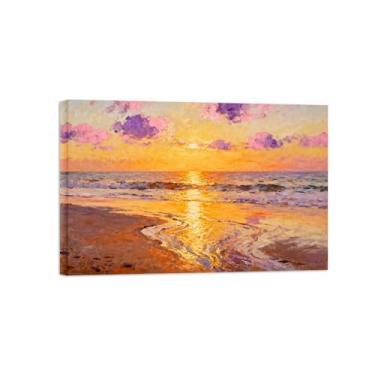 Imagem de BMZFYBS Arte de parede paisagem imagem em tela - praia mar nuvens - decoração moderna - impressões de pintura para sala de estar pronto para pendurar 30x45cm12x18in tela embrulhada