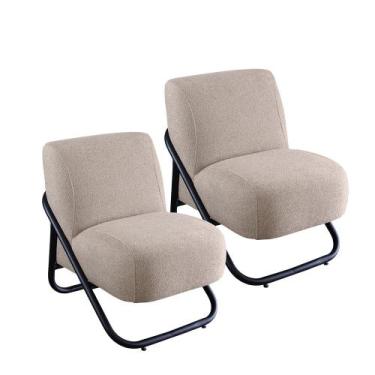 Imagem de Kit 2 Poltronas Andirá em Madeira Eucalipto Movellu Home, Boucle Bege 