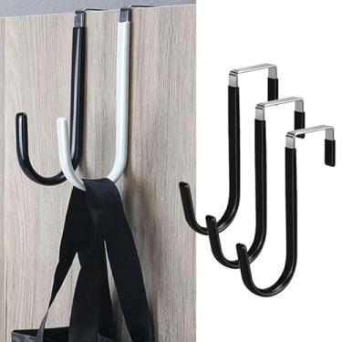 Imagem de Pacote com 3 ganchos acima da porta com borracha para evitar arranhões, organizador resistente para pendurar no quarto, roupas pretas e cozinha