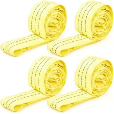 Imagem de Fabbay 4 peças 4 pés de poliéster resistente laço infinito alças de elevação redondas tiras de elevação para grua reboque mover equipamentos de mobiliário, 3,810 kg vertical 3,039 kg gargantilha 7,620