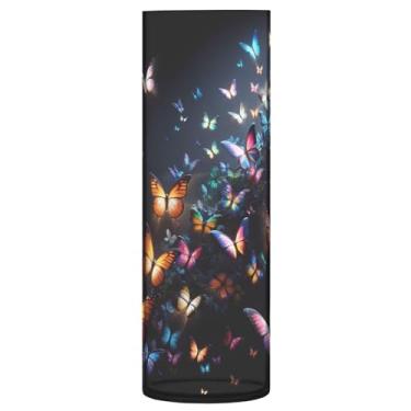 Imagem de JUZIHAI Vaso de borboletas para flores 9,9 cm x 30 cm cilindro de plástico moderno vaso de flores para centro de mesa de casamento decoração de casa