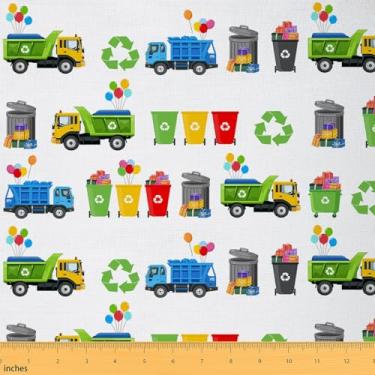 Imagem de Tecido de caminhão de lixo da The Yard tecidos coloridos para lixeira para suprimentos de costura, reciclagem, caminhão, decoração de carro, tecido para decoração de bricolage e detalhes em casa, 1