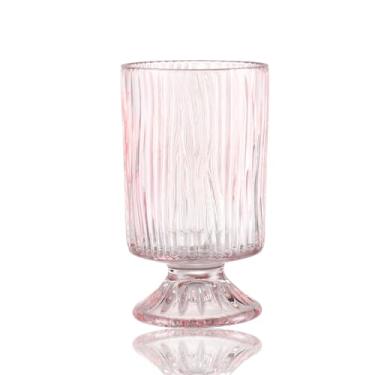 Imagem de MCMCNCUIU Vaso de cristal, vaso de flores, vaso de vidro para buquê, vaso rosa, vaso canelado, vaso grande para flores, vaso de vidro com pedestal para sala de estar, quarto, mesa de jantar,