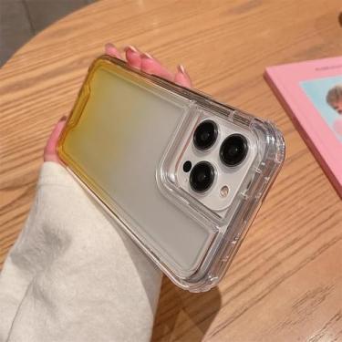 Imagem de HTVJFX Capa protetora para iPhone 13 Pro 2 em 1, transparente, à prova de choque, com amortecedor, traseira rígida (para iPhone 13 Pro/amarelo)