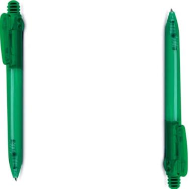 Imagem de Caneta Esferográfica Retrátil, Plástico Translúcido com Grip Emborrachado, Escrita Azul, Ponta Média 1.0mm, Corpo Cilíndrico, Ambidestro (Kit 2 verde)