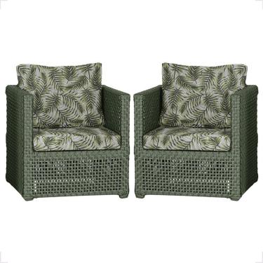 Imagem de 2 Poltronas Madri Alumínio Corda Náutica Estofado 5 Trama Verde