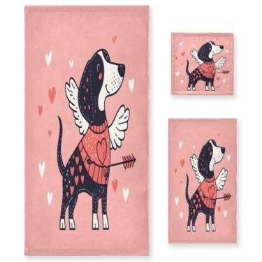 Imagem de Wassud Lindo conjunto de 3 toalhas de banho para dia dos namorados, toalhas super macias e absorventes para banheiro, toalhas de banho de secagem rápida, toalha de banho para academia, spa, hotel