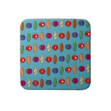 Imagem de Ladrilho Decorativo de Cerâmica Tema Natal Bolas e Abetos Vermelhos