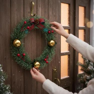 Imagem de Guirlanda Decorada 19cm com Bolinhas e Laço Cor Sortida