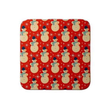 Imagem de Ladrilho Decorativo de Cerâmica Natalino Retro Vintage com Boneco de Neve