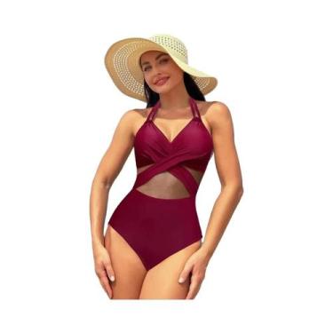 Imagem de Maiô Feminino Sexy Com Decote Em V 2024, Sólido, Em Malha Canelada, Pa