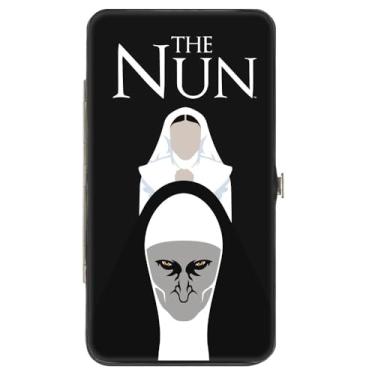 Imagem de Buckle-Down Carteira de freira, dobradiça, ícones e logotipo The Nun Sister Irene e Demon Nun Valak preto, couro vegano