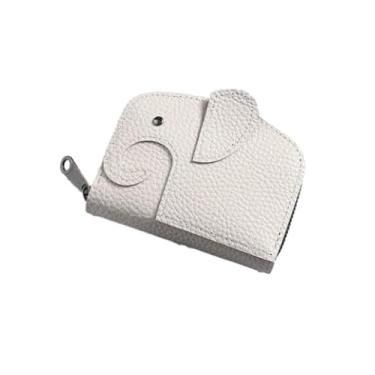 Imagem de Carteira feminina de couro genuíno com dobra dupla/tripla - Suporte minimalista para cartão de crédito com bloqueio de RFID e bolso para moedas, Cinza, Casual