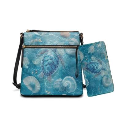 Imagem de Rchsomd Conjunto de bolsa e carteira feminina de couro PU - Bolsa Hobo leve multifuncional com vários bolsos para viagens, Água de concha de tartaruga, One Size