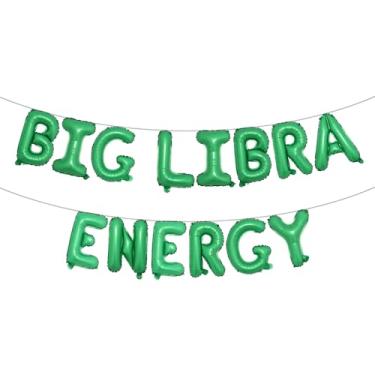 Imagem de Balões de letras - BIG LIBRA ENERGY 40,6 cm letras do alfabeto alumínio balão Mylar setembro ou outubro aniversário festa balão banner (BIG LIBRA ENERGY Green)