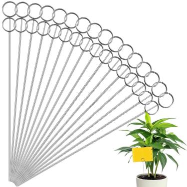 Imagem de Otoolling Suporte de arame de 30 cm de comprimento para armadilhas pegajosas, suporte de estaca de metal para armadilhas amarelas para colar plantas, jardins e estufas, fácil instalação (prata)