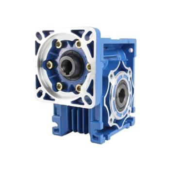 Imagem de S25HH0 NMRV050 Redutor de engrenagem sem-fim da caixa de engrenagens quadradas 5 a 100: 1 eixo de entrada 14/19 mm furos de entrada redutor de motor de passo de 25 mm (proporção 7,5-1, entrada 14