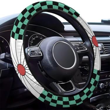 Imagem de GENANY Capa de volante, aderência de roda de neoprene antiderrapante, protetor de roda de motorista respirável, acessórios de carro que absorvem o suor, presentes, decoração