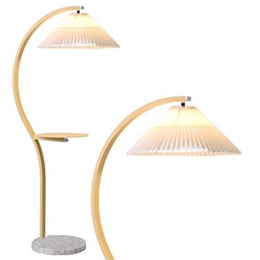 Imagem de Luminária de chão moderna e criativa em metal com mesa em ferro, ideal para sala de estar, escritório e quarto. Luminária de chão com bandeja.