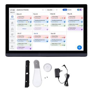 Imagem de Fafeicy Calendário Digital de 17,3 Polegadas, Porta-retratos Eletrônico Com Tela Sensível Ao Toque HD para Planejador Familiar Inteligente Com Mesa de Parede Interativa Montável (Plugue dos EUA)