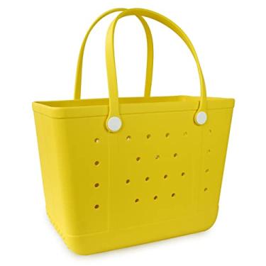 Imagem de lasierwo Bolsa de praia de borracha para mulheres, grande, à prova de areia, para esportes ao ar livre na praia, Amarelo (Primrose Yellow), X-Large