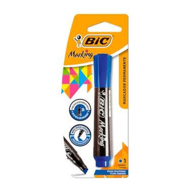 Imagem de Pincel Marcador Permanente BIC Marking, Azul, Recarregável, Ponta Chanfrada, 1.5 a 3.0mm, 904212, 1 unidade