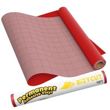 Imagem de EIZYCUT Rolo de vinil adesivo permanente - 30,5 cm x 4,5 m vinil adesivo vermelho para todas as máquinas de corte, para placas, decalques, casa e projetos DIY