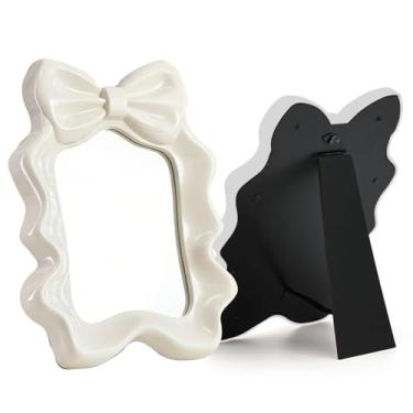 Imagem de YuanQ Espelhos de maquiagem de mesa ondulados espelho irregular para mesa de mesa, espelho de penteadeira, espelhos pendurados na parede, espelho ondulado de mesa com suporte, decoração de casa