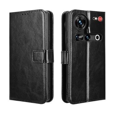 Imagem de Capa carteira para ZTE Nubia Z70 Ultra, capa flip magnética de couro PU premium com suporte para cartão de pulseira, suporte, capa protetora para celular