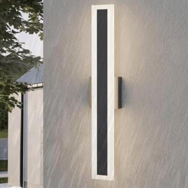 Imagem de LED Aplique de parede exterior IP65 impermeável alumínio metal candeeiros de parede moderno minimalista longa interior / exterior iluminação para varanda jardim terraço Pathway (luz preta nova, 80 cm)