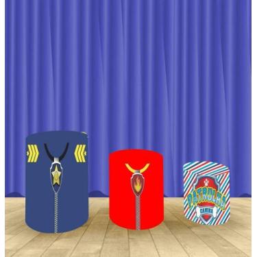 Imagem de Capa Para Trio De Mesas Cilindro Patrulha Canina Kit 3 Capas - Fantasi