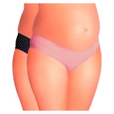 Imagem de Kit com 2 Calcinhas Gestante Rosa/Preto Poá Love Secret 42314 Cotton, 