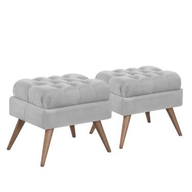 Imagem de Conj. 02 Pufe Decorativo Pé Palito Capitonê Gales - Due Decor, Velutto