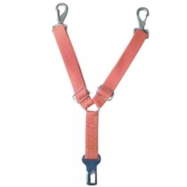 Imagem de Cinto Segurança Duplo Pet Cachorro Gato Animais de Estimação Ajustável, Proteção para Viagem com Pets(Laranja)