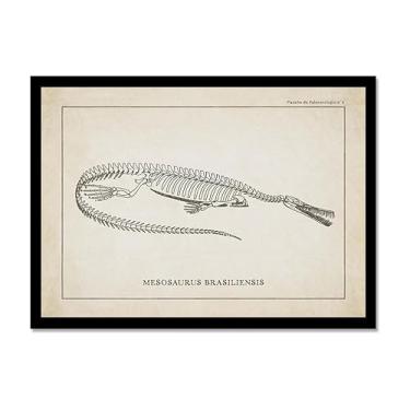 Imagem de Arte de parede de esqueleto de dinossauro vintage, paleontologia, pôsteres em tela, fósseis de dinossauro, impressões artísticas, esboços, fotos, decoração de quarto de menino (SKU10,8x30,5 cm = (20 x