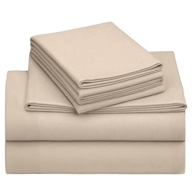 Imagem de California Design Den Jogo de cama king size de flanela - Feito em Portugal 100% algodão, substancial, veludo macio, conjunto de lençóis de flanela 4 peças, escovado triplo com bolsos extra profundos